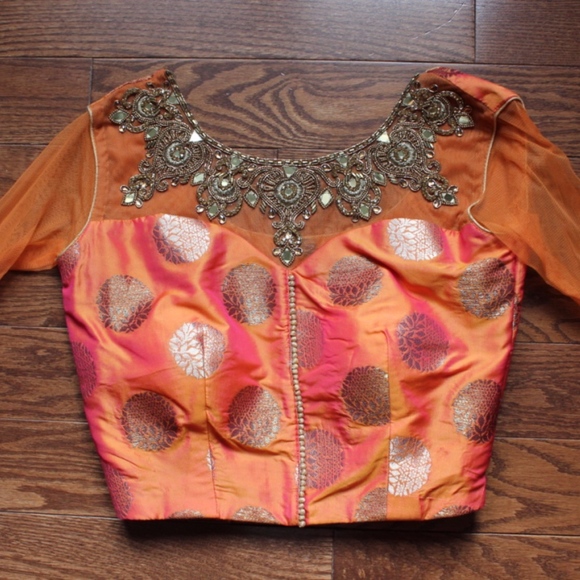 Indian lengha - Orange & gold - Picture 2 of 6